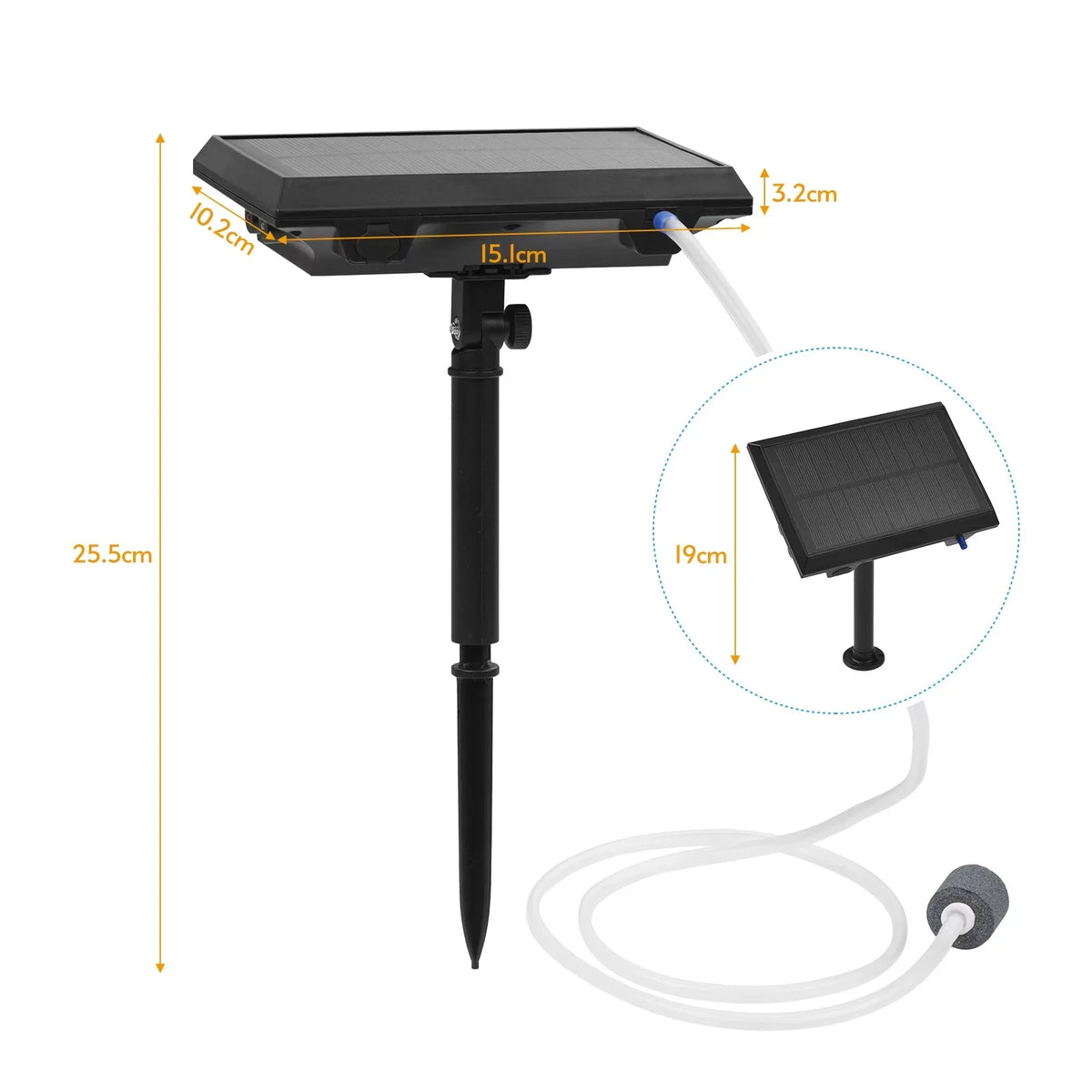 moobody 5.5V 1.5W Solar Air Pump Fish Tank Oxygenator with Aquarium Pipe & Air Bubble Stone Pond Oxygen Pump Aerator Rechargeable for Fishing Fish Tranportation Small Ponds Pools Water Circulation