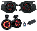 (2) Memphis Audio RZR65FE Pods+LED Tower Speakers+Amp For 2014+ Polaris RZR - Exclusive Design