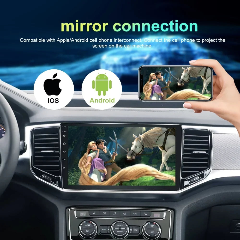 Car Radio for Toyota Highlander 2014-2019 Built-in Carplay/Android Auto, Android 10 Host 4G RAM 64G ROM with WiFi GPS Navigation Bluetooth Steering Wheel Control - Exclusive Design