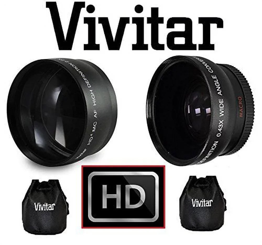 Hi-Def 2-Pc Lens Kit Telephoto & Wide Angle Lens Set For Panasonic Lumix DMC-G7H (58mm Size Compatible)