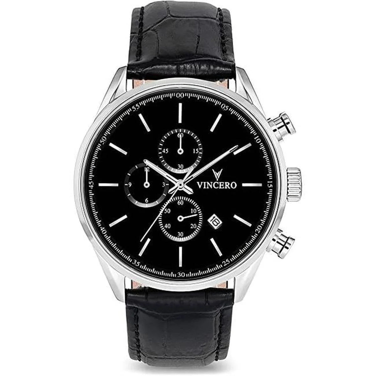 Vero BLA-SIL-S02 Vincero Luxury Mens Chrono S Wrist Watch, Black & Silver - Exclusive Design