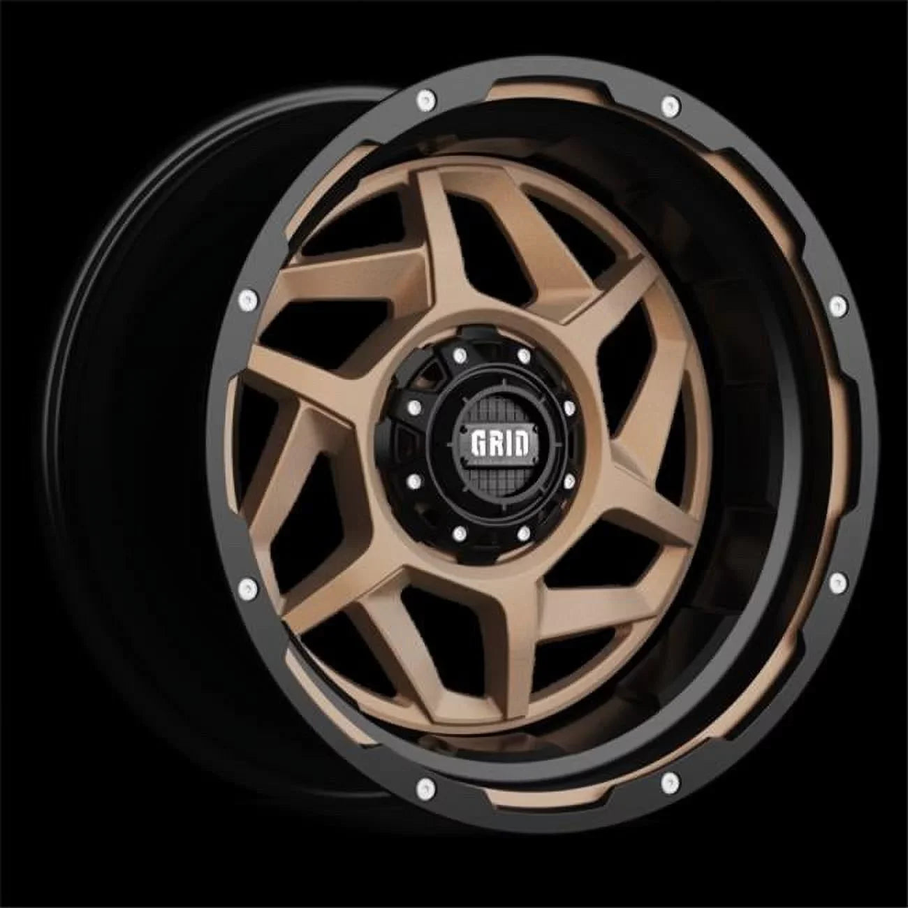 D17987R25 14 in. 17 x 9 GD14 Gloss Bronze & Black Lip Wheels - 125.5 CB - 8 x 170R - Exclusive Design