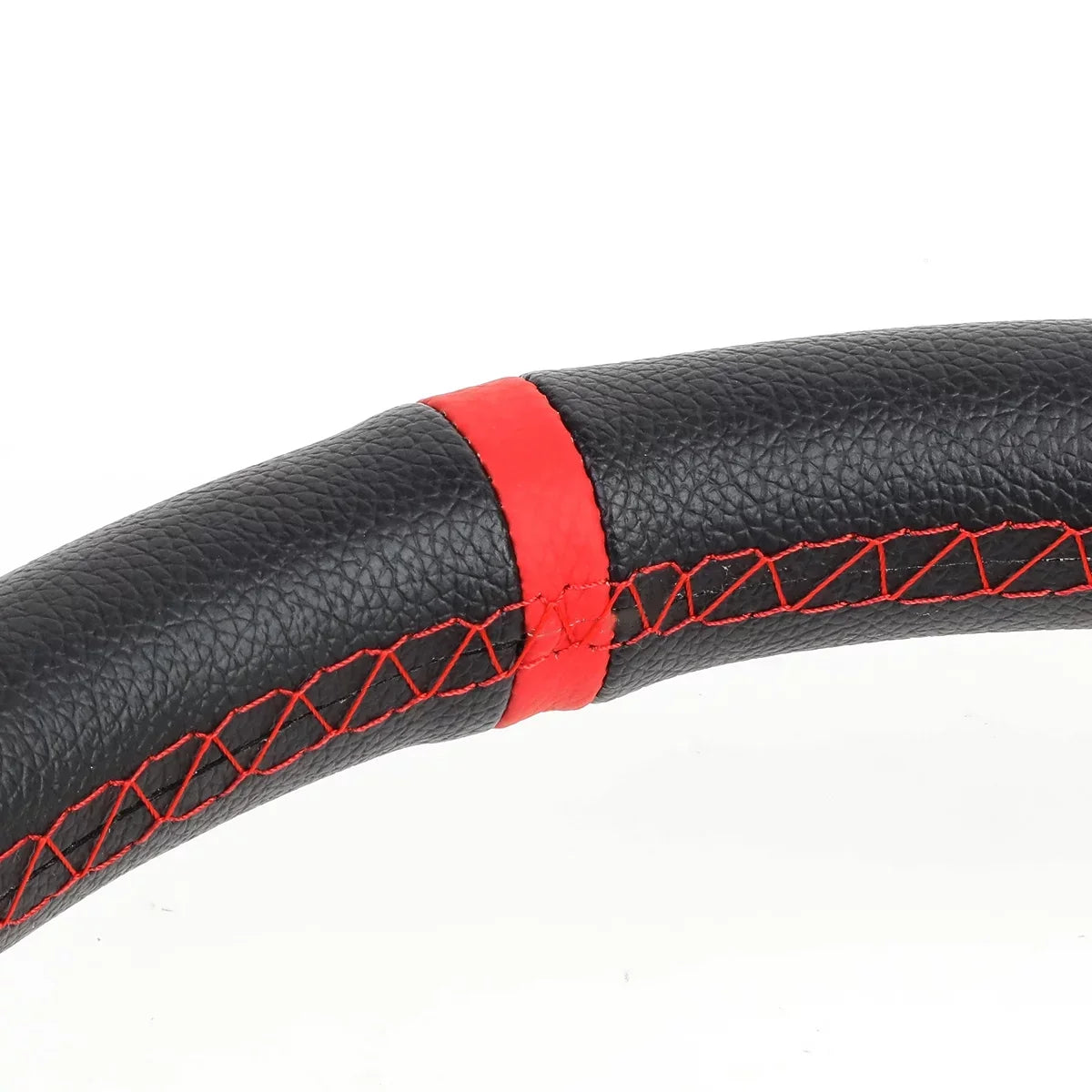 Stylish DNA Motoring SW-T520-SL-RD 350mm Silver 6-Bolt Spoke Red Stitched PVC Leather Racing Steering Wheel