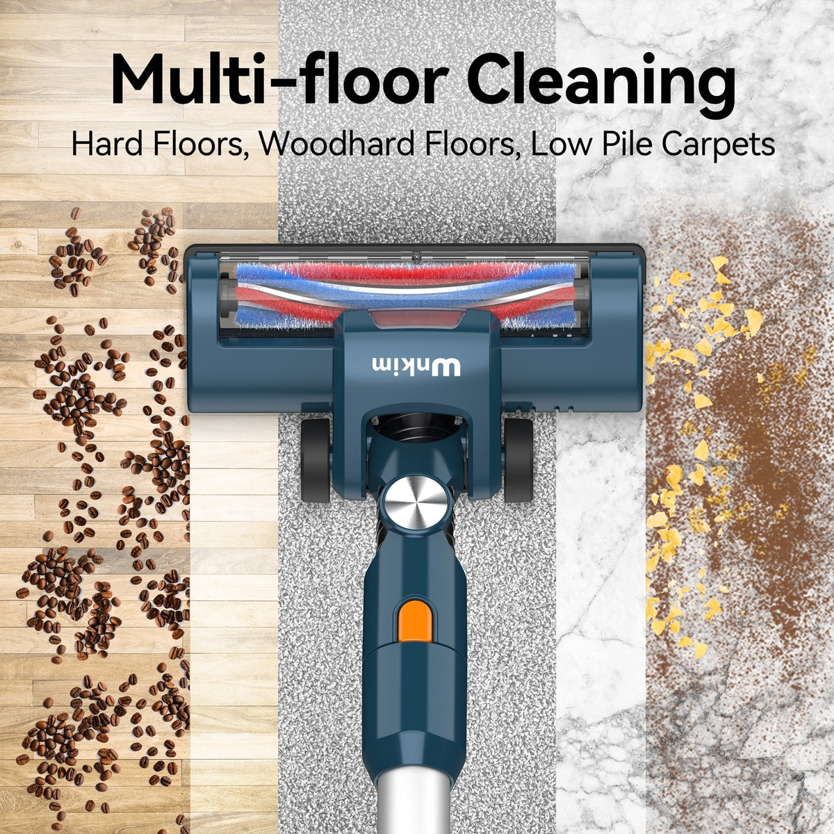 Stylish Wnkim Cordless Vacuum Cleaner, 6-in-1 Stick Vacuum with 2200 mAh Battery, Powerful Lightweight Vacuum Cleaner up to 35 Mins Runtime, for Home Hard Floor Carpet Pet Hair, M5