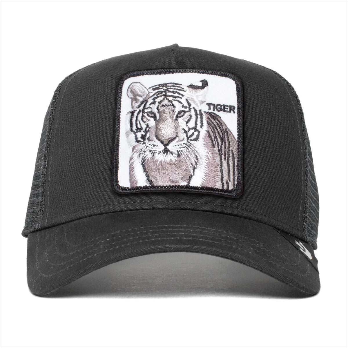Goorin Bros. The Farm Unisex Original Adjustable Snapback Trucker Hat, Black (White Tiger), One Size