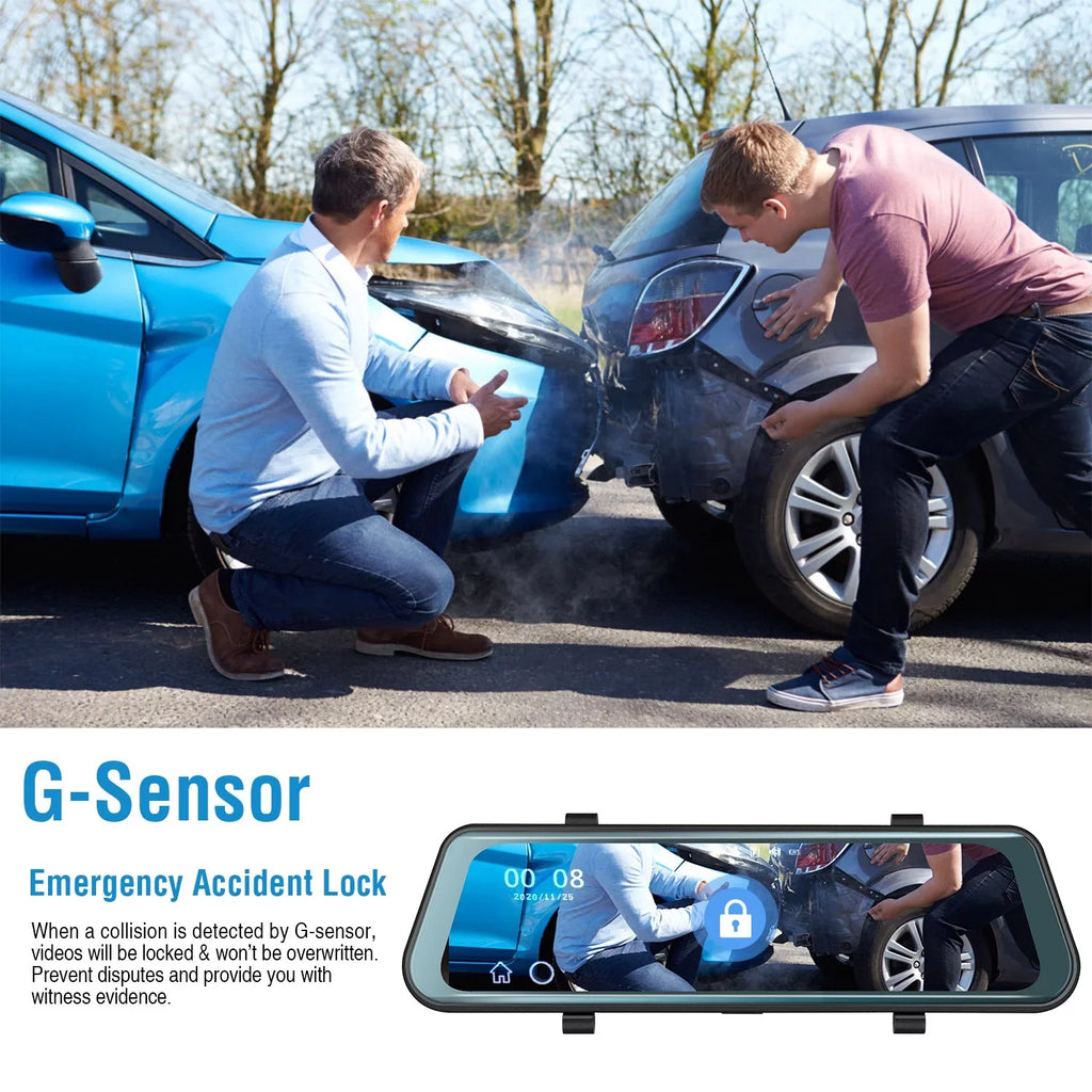 iNova FHD 1080P Car DVR Dash Camera 9.66In Vehicle Driving Recorder with G Sensor Parking Monitoring Seamless Recording - Exclusive Design
