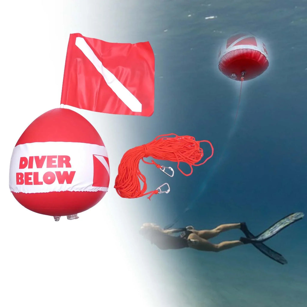 AMLESO Dive Flag Float Buoy Dive Flag High Visibility Float , Inflatable Floater for Surface ing, Underwater Exploration, Fishing