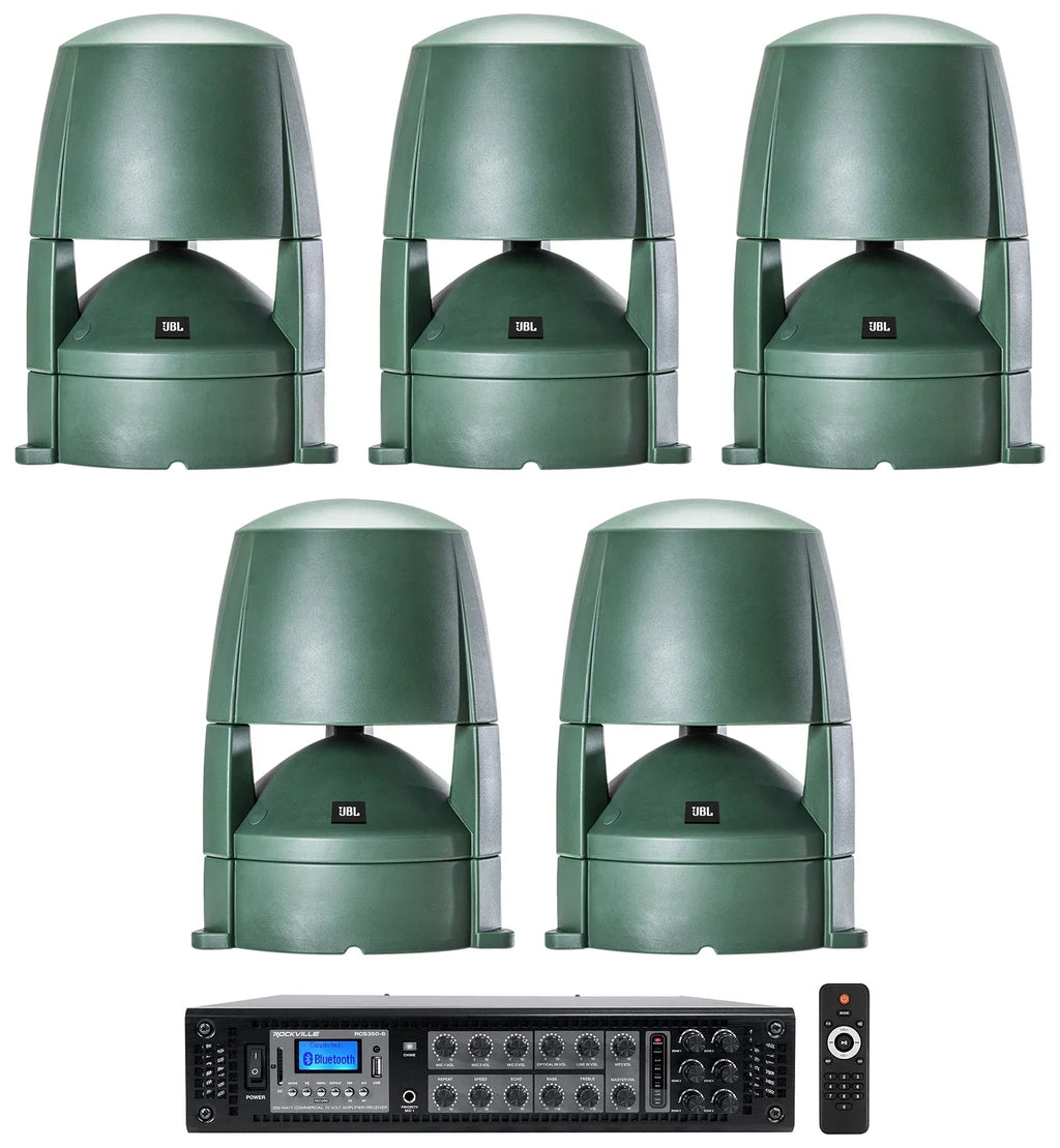Stylish (5) JBL CONTROL 88M 8" Commercial 70v Outdoor Landscape Speakers + Amplifier