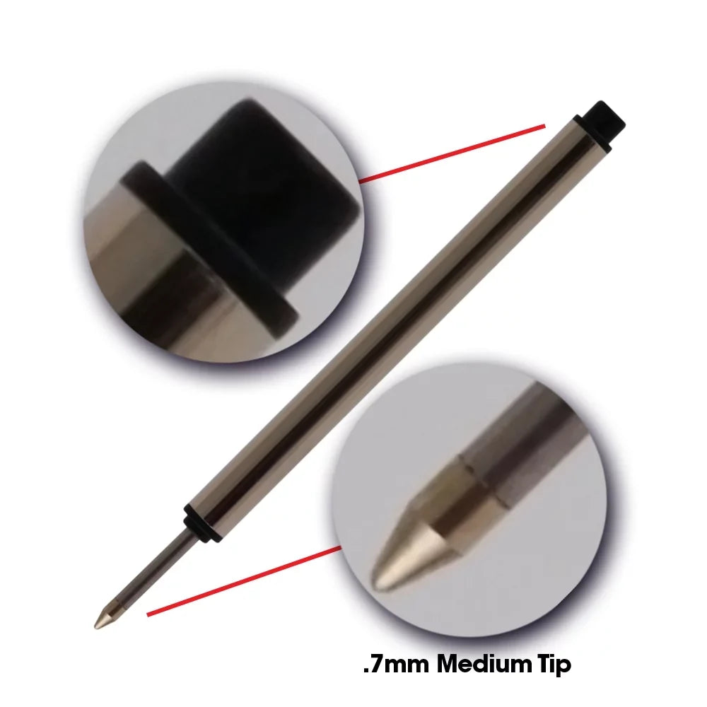 Stylish Jaymo Replacement for Montblanc 113778 - Measures 3.84 in / 97 mm Long - Capless Rollerball Pen Refill - 24 Blue