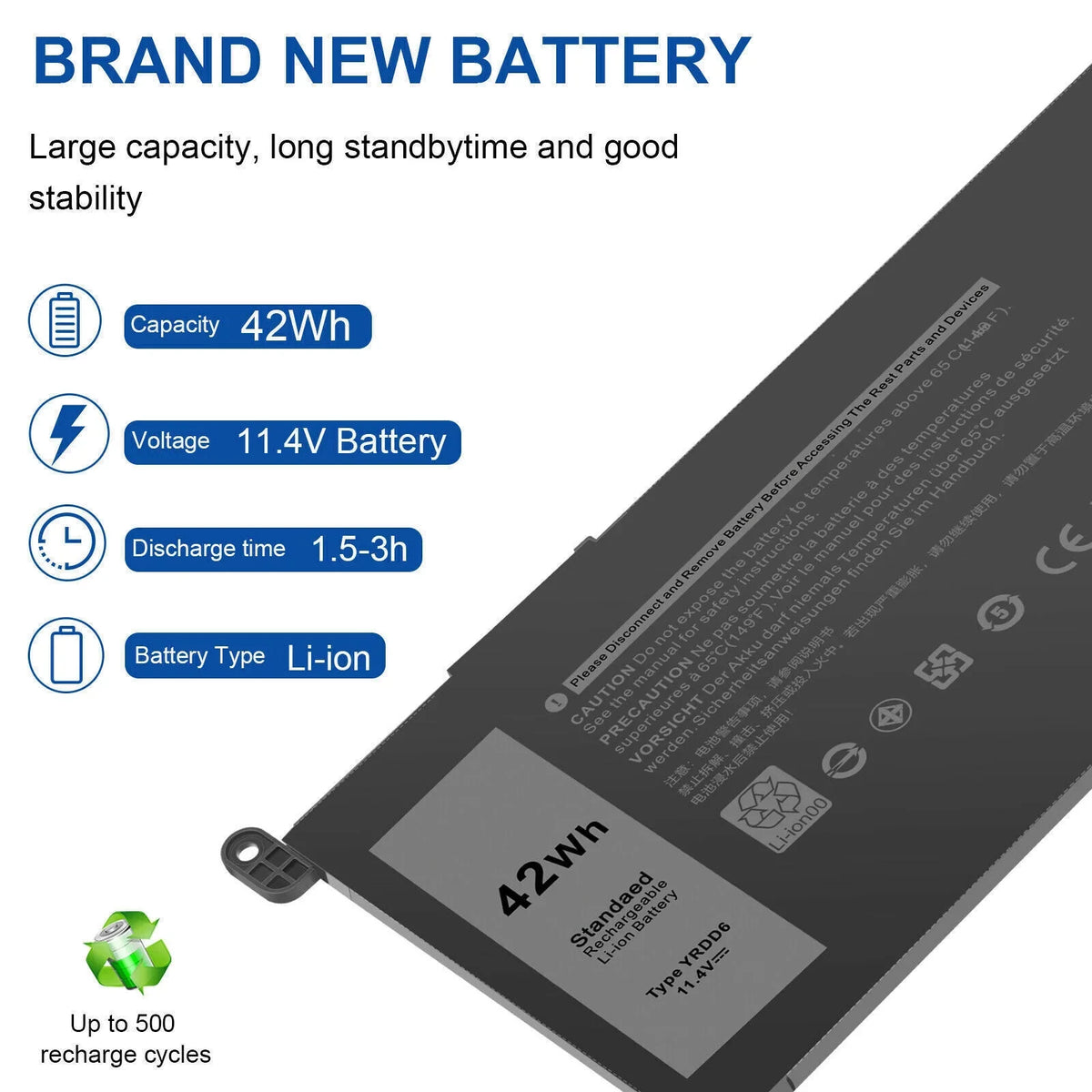 YRDD6 0YRDD6 Battery for Inspiron 3582 3593 3793 5493 5584 5593 5480 5590 5594 - Exclusive Design