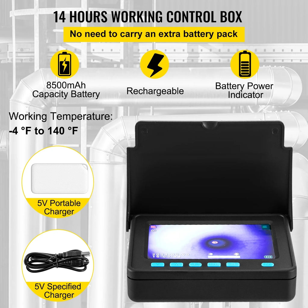 SKYSHALO Sewer Camera 164FT Cable Pipeline Inspection Camera 4.3 Inch TFT LCD Monitor Pipe Camera Screen Waterproof IP68 Duct Inspection Camera with 6PCS LEDs 8500MAH Lithium Battery, DVR Function - Exclusive Design