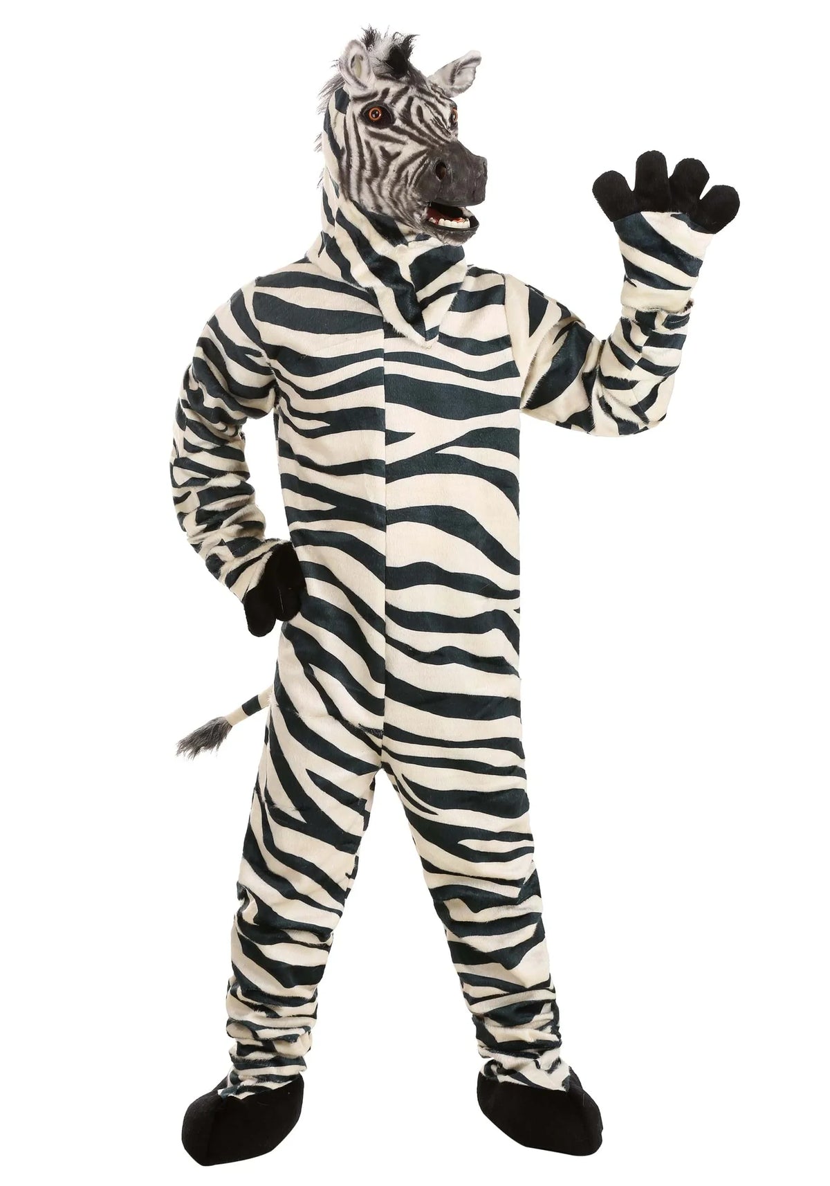 Adult Zebra Suit with Mouth Mover Mask - Exclusive Design