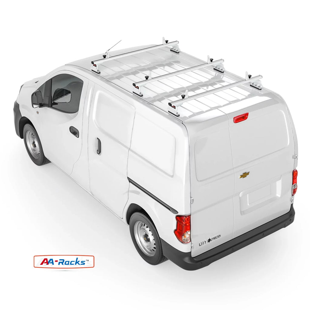 Stylish AA-Racks Model AX312 Aluminum Van Roof Rack Cross Bars Fits for 2013-On NV200/ 2014-On Transit Connect/ 2013-2017 City Express, 3 Bar 50'' - White