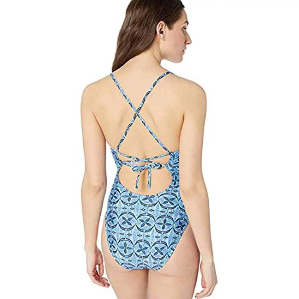 La Blanca The Realist Lace-up Plunge One Piece Blue 12 / Blue