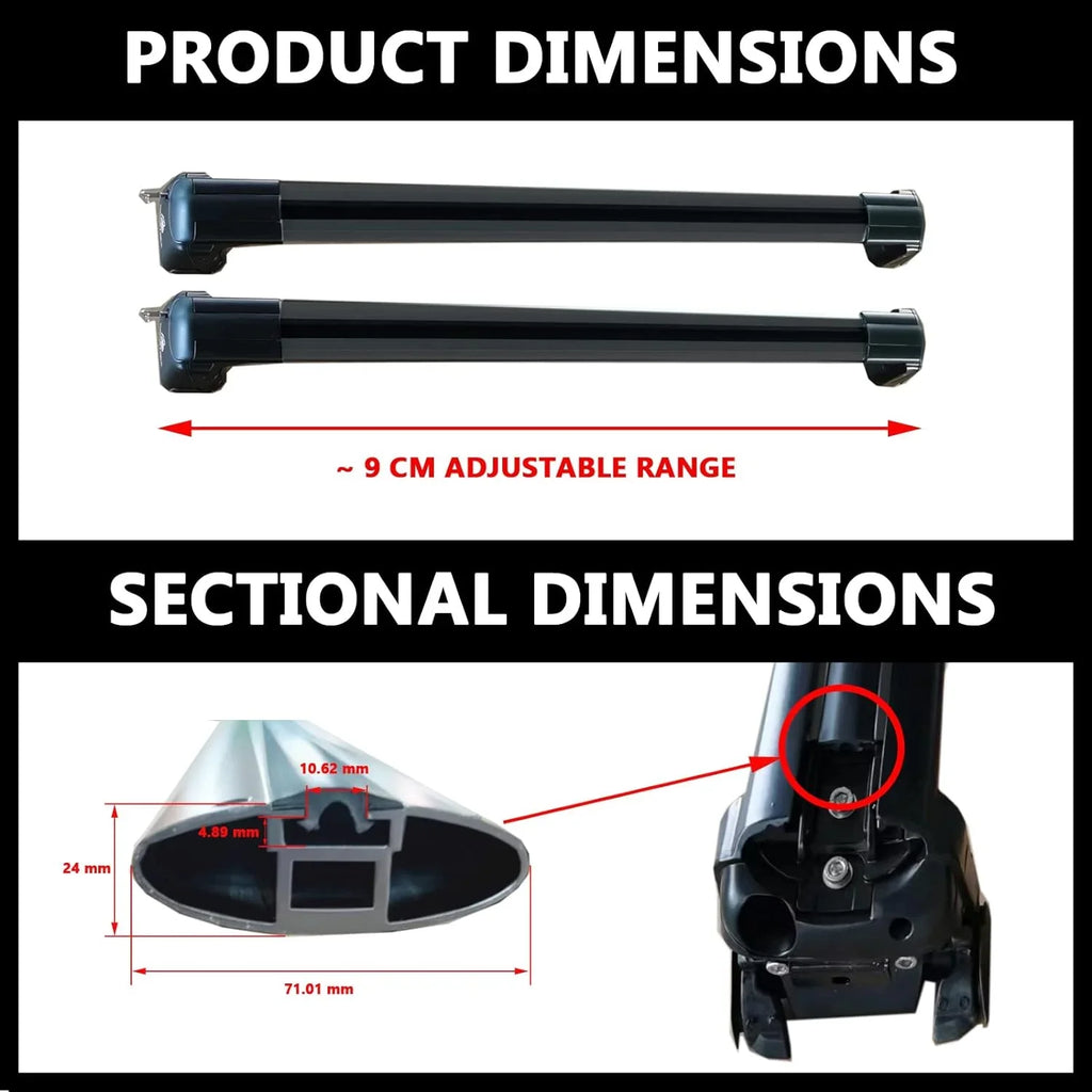ROKIOTOEX Roof Rack Crossbars Fit for 2015-2019 Subar-u Outback Premier Touring Chrome Lush Side Rails, Cross Bars for Rooftop Cargo Box Luggage, Ski Board, Bike Carrier â Black SO14T
