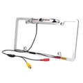 Stylish Absolute CAM2100S Chrome License Plate Frame Rear View Backup Camera 170Â° Viewing Angle Universal Car License Plate Frame Mount Waterproof High Sensitive 8 IR LED Night Vision Reverse Parking Aid