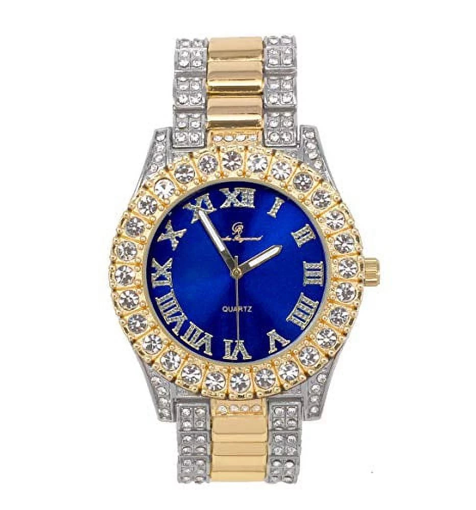 Mens Silver Big Rocks with Roman Numerals Fully Iced Out Colorful Dial Watch - ST10327 RN Single (ST10328TT Blood Red) - Exclusive Design