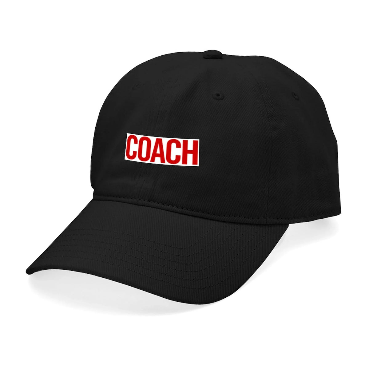 Stylish CafePress - Coach (Red) Black Cap - Printed Adjustable Cotton Canvas Black Baseball Hat