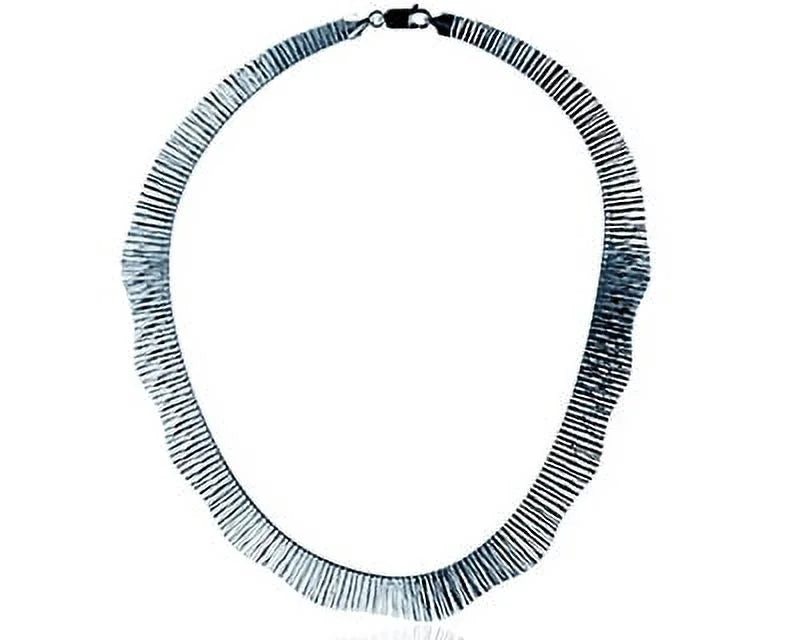 Sterling Silver Rhodium 16mm Graduated Wavy Cleopatra 16" Omega Necklace - Exclusive Design
