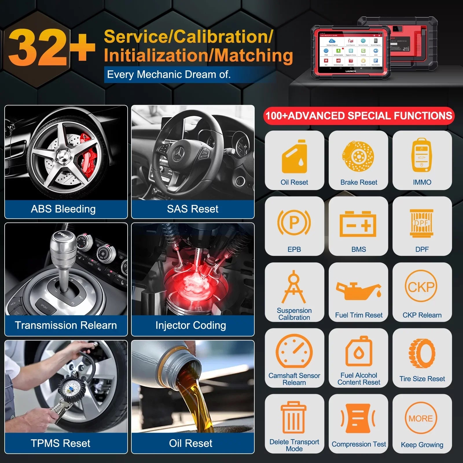 LAUNCH X431 PRO ELITE Automotive Diagnostic Scan Tool, All Systems Bi-Directional Auto Car Scanner with 32+ Services, ECU Coding, CANFD DOIP, FCA Autoauth, 2 Years Free Update - Exclusive Design