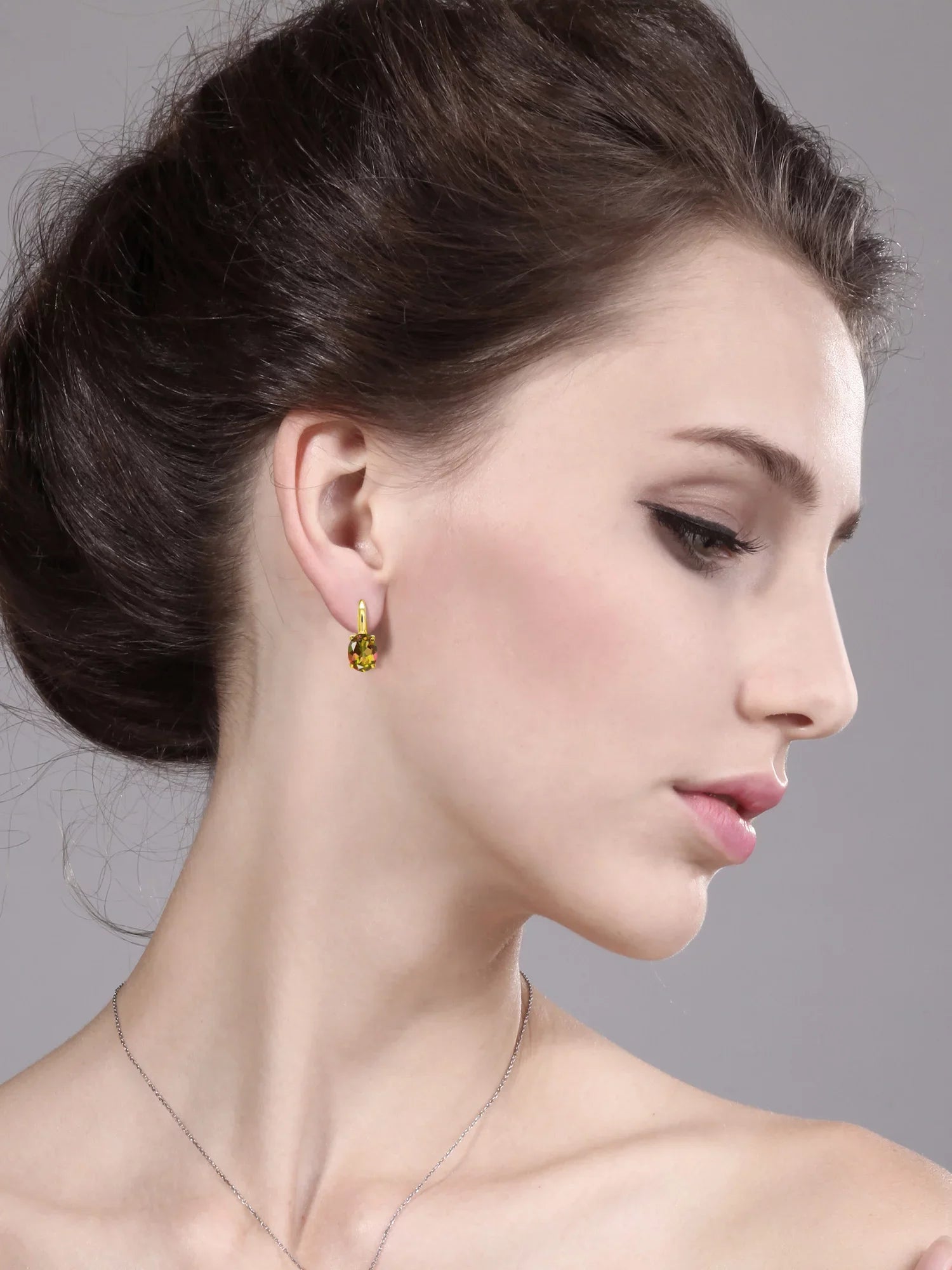 Gem Stone King 9.00 Ct Oval Mango Mystic Topaz 18K Yellow Gold Plated Silver Earrings - Exclusive Design