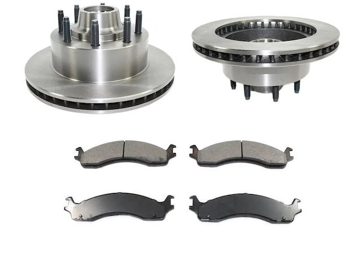 Front Ceramic Brake Pad and Rotor Kit - Compatible with 1999 - 2007 Ford E350 Super Duty 2000 2001 2002 2003 2004 2005 2006 - Exclusive Design