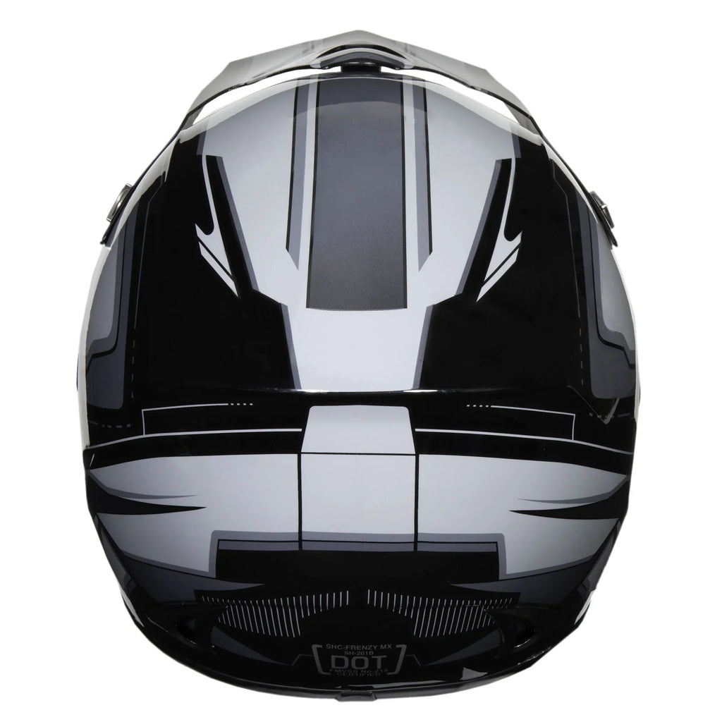 FRENZY Adult MX Helmet, DOT Approved, Black-Grey, XL - Exclusive Design