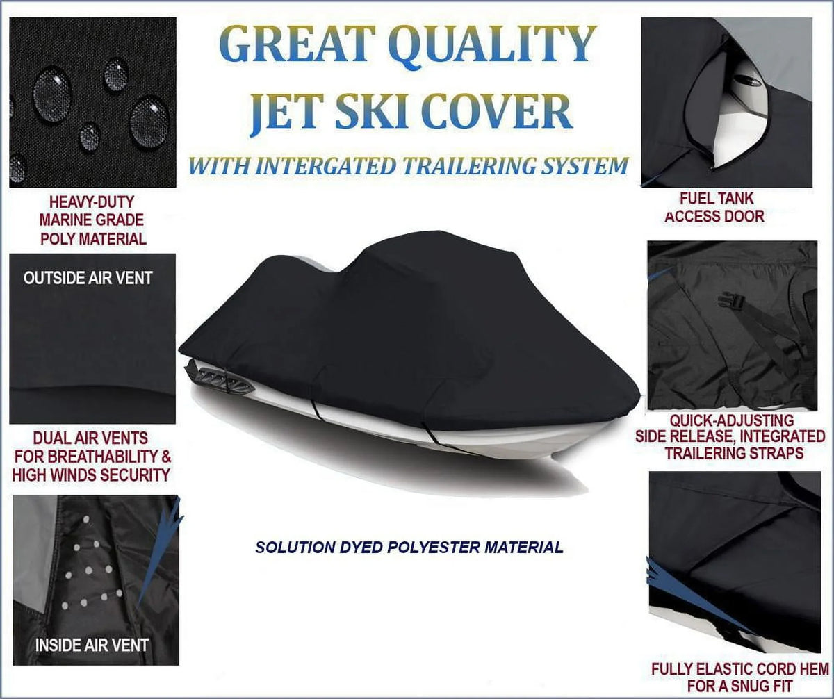 Stylish BLACK PWC 600D JET SKI Cover Compatible for Yamaha VXS 2015 2016