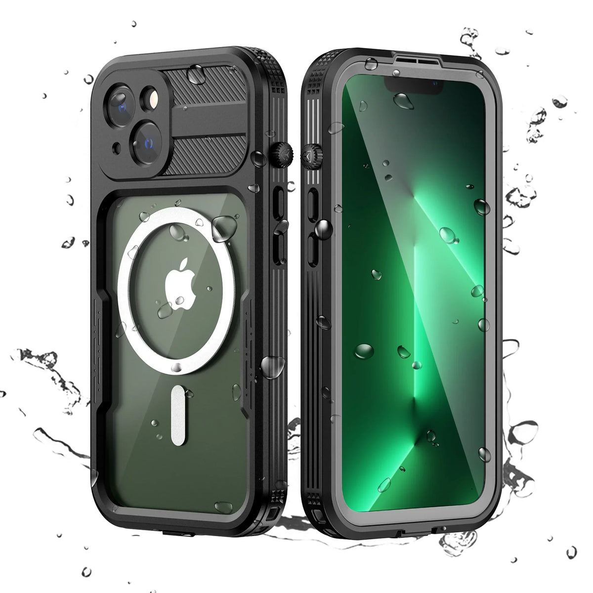 for iPhone 14 Case Magsafe, Waterproof with Built in Screen Protector, Heavy Duty Protective Cover Phone Case iPhone 14 6.1 inch for Women/Men, Black