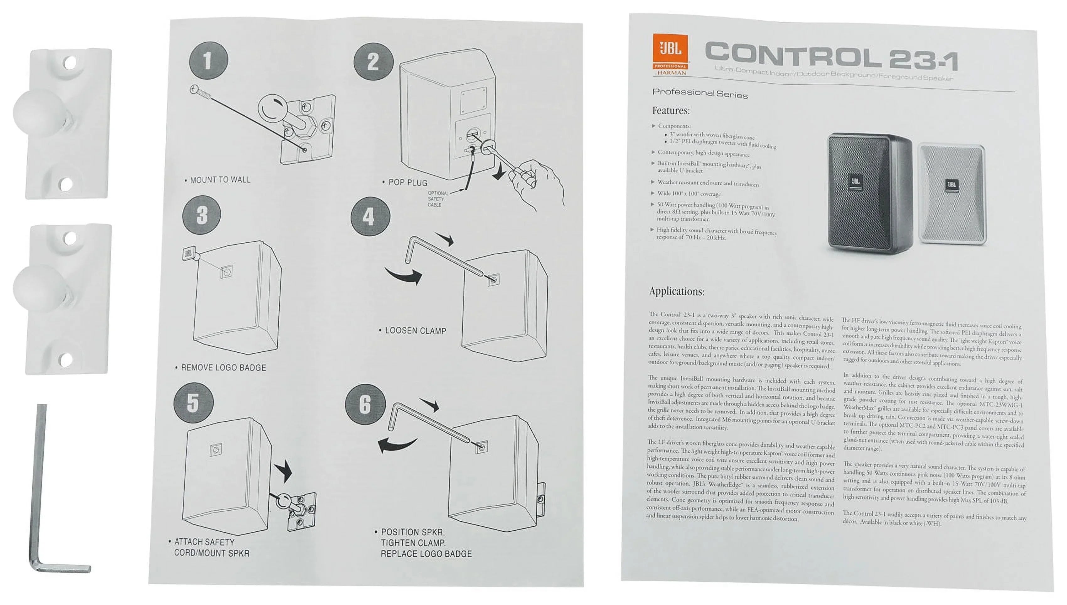 Stylish (8) JBL Control 23-1 White 3" Indoor/Outdoor 70v Commercial Wall Speakers + Amp
