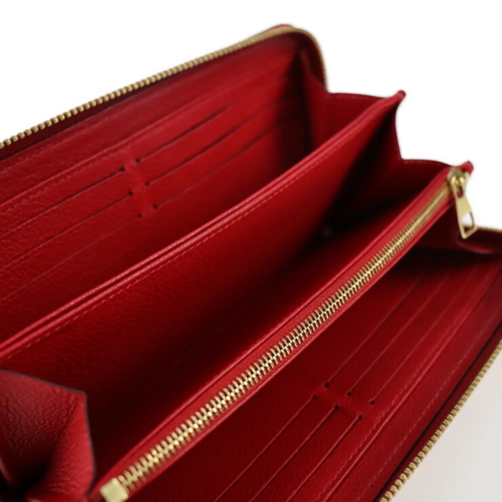 Pre-Owned LOUIS VUITTON Louis Vuitton Zippy Wallet Long M60737 Monogram Implant Cerise Zip Around Round Zipper (Good)