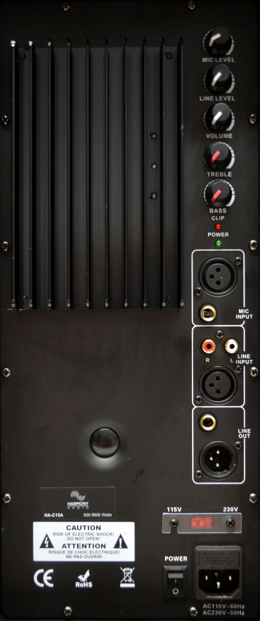 Harmony Audio HA-C15A Pro DJ 15" Powered 1000W Active PA Speaker & Wall Mount - Exclusive Design