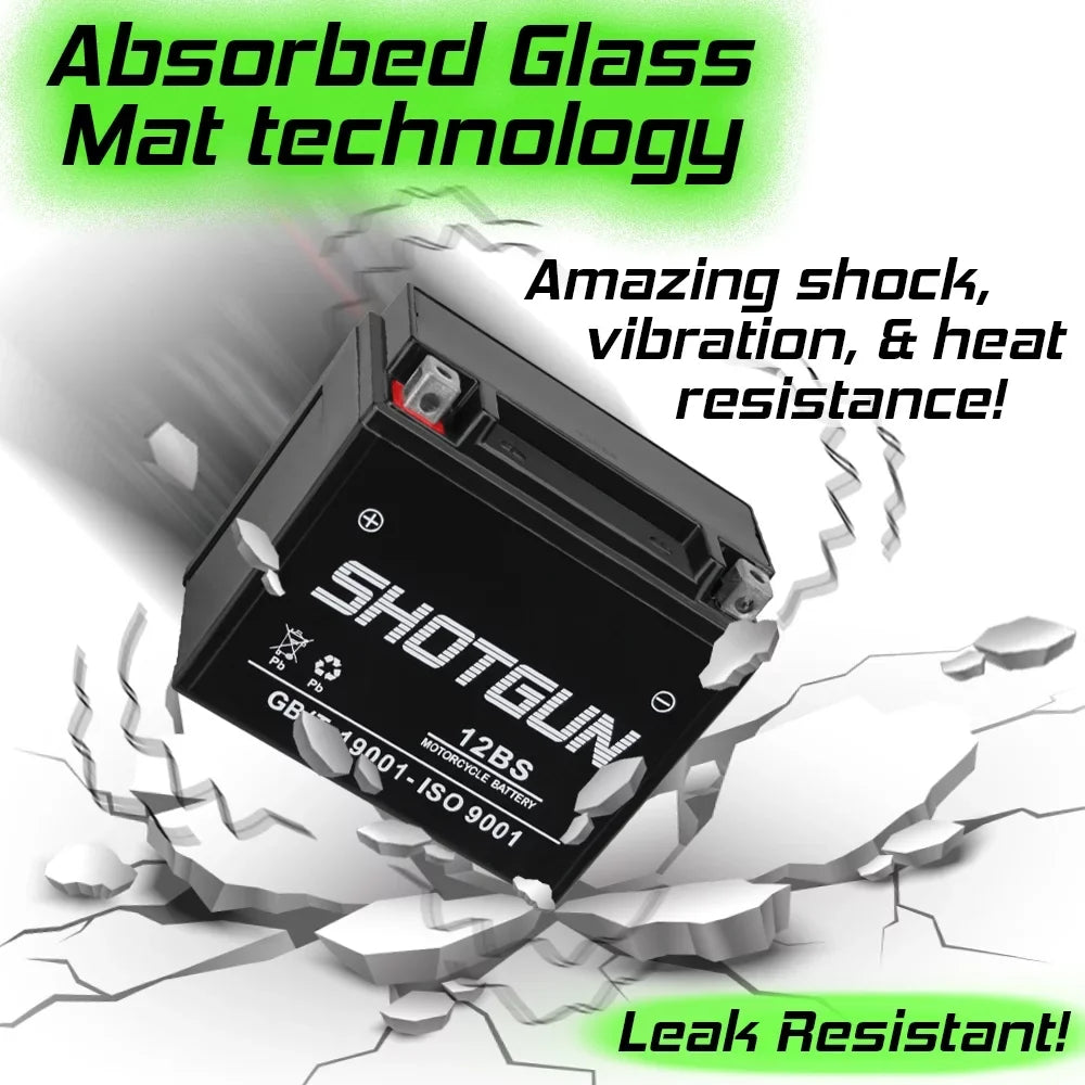Shotgun YTX12-BS Motorsports Battery Compatible with Suzuki GSX-R1000 - Exclusive Design