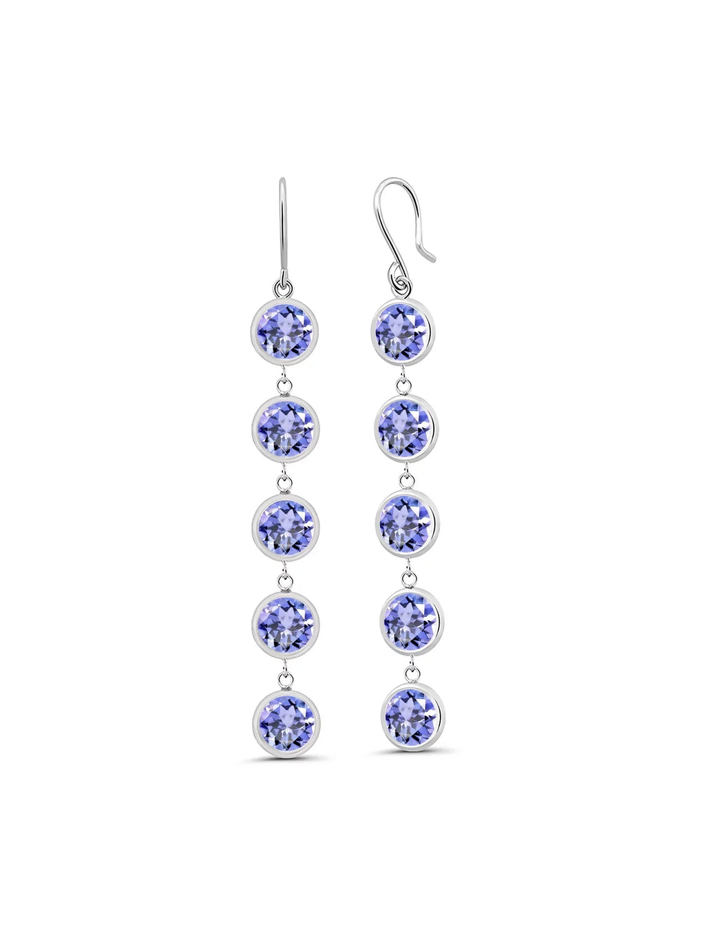 Gem Stone King 9.00 Ct Round Blue Tanzanite 925 Sterling Silver Earrings - Exclusive Design