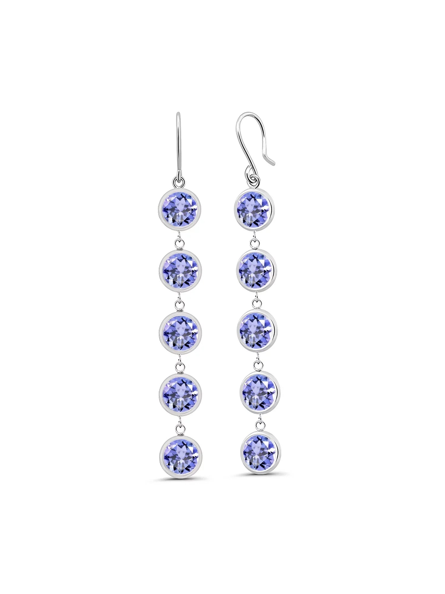 Gem Stone King 9.00 Ct Round Blue Tanzanite 925 Sterling Silver Earrings - Exclusive Design