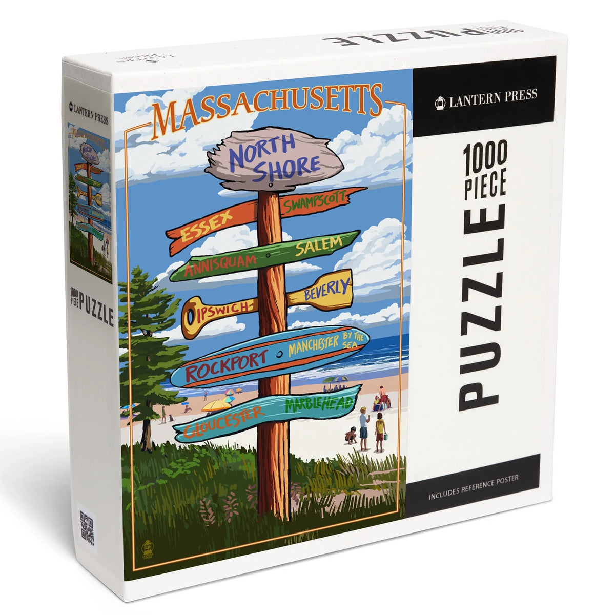 Stylish Lantern Press 1000 Piece Jigsaw Puzzle, North Shore, Massachusetts, Destinations Sign