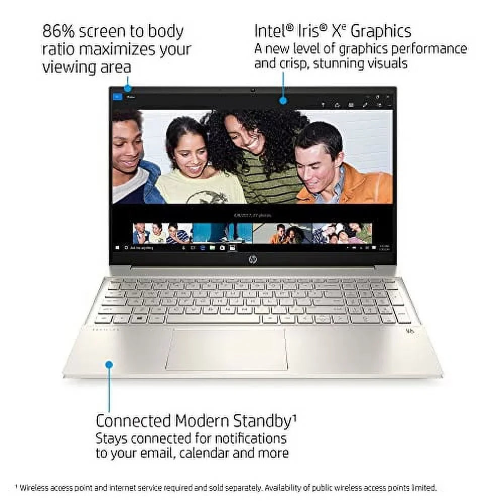 2022 Pavilion 15.6" IPS FHD Touchscreen Laptop 4- i5-1135G7 Iris Xe Graphics 16GB RAM DDR4 512GB NVMe SSD USB-C WiFi AX Bluetooth HDMI Webcam Backlit KB Gold Windows 10 Home w/RE USB - Exclusive Design
