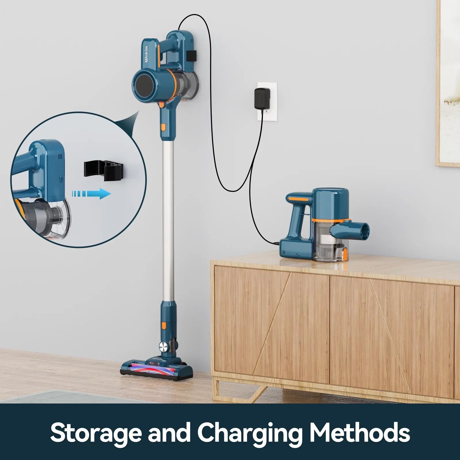 Stylish Wnkim Cordless Vacuum Cleaner, 6-in-1 Stick Vacuum with 2200 mAh Battery, Powerful Lightweight Vacuum Cleaner up to 35 Mins Runtime, for Home Hard Floor Carpet Pet Hair, M5