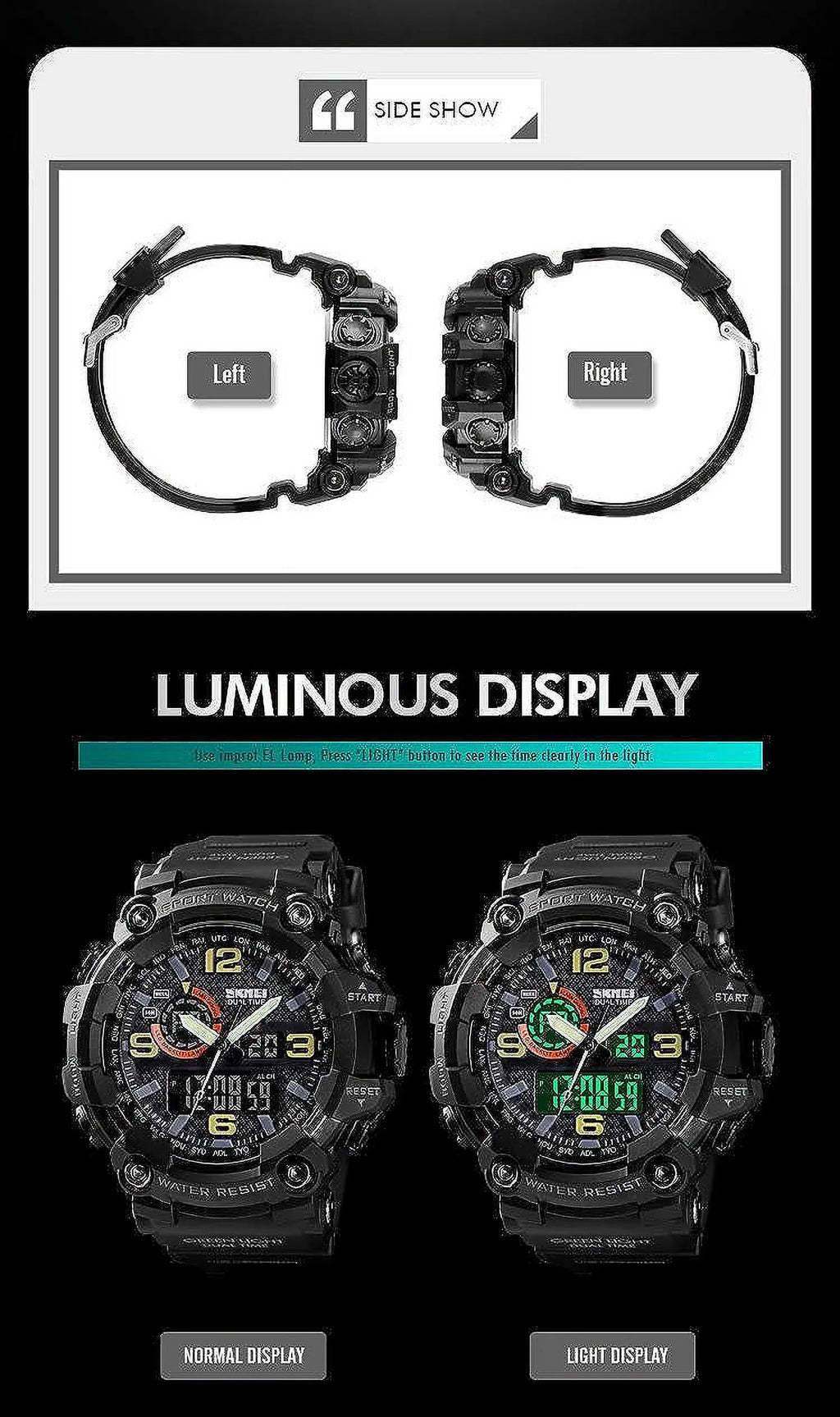 Gosasa Men's Watches Multi Function Military S-Shock Sports Watch LED Digital Waterproof Alarm Watches