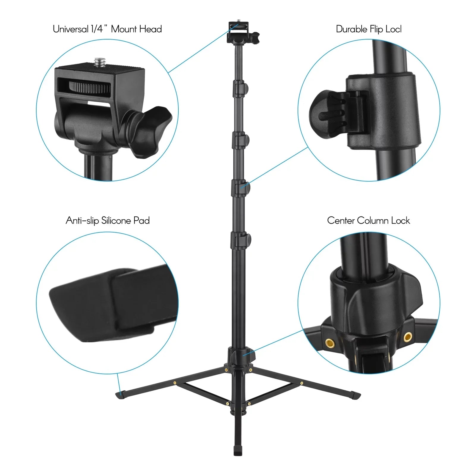 Andoer 168cm/66in 2-in-1 Phone Selfie Stick and Tripod - Supports up to 3KG, Includes Phone Holder, Action Camera Bracket, and Remote Shutter for Smartphones, Mirrorless Cameras, and Action Cameras