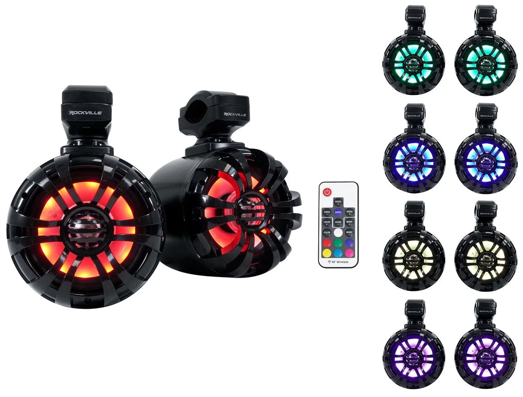 (2) Memphis Audio RZR65FE Pods+LED Tower Speakers+Amp For 2014+ Polaris RZR - Exclusive Design