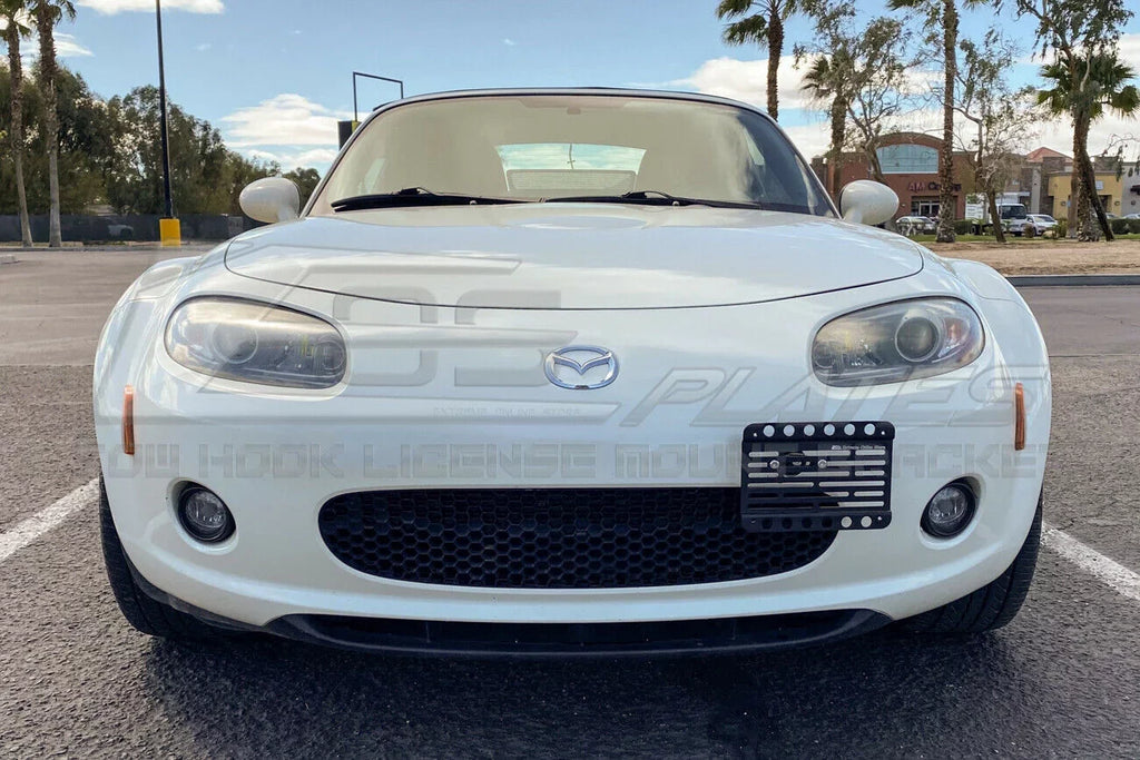 Extreme Online Store Replacement for 2006-2008 Mazda Miata NC | EOS Plate Version 1 Mid Sized Front Bumper Tow Hook License Relocator Mount Bracket Tow-226