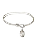 5 3/4 inch Oval Eye Hook Bangle Bracelet w/ St. Hildegard von Bingen in Sterling Silver - Exclusive Design