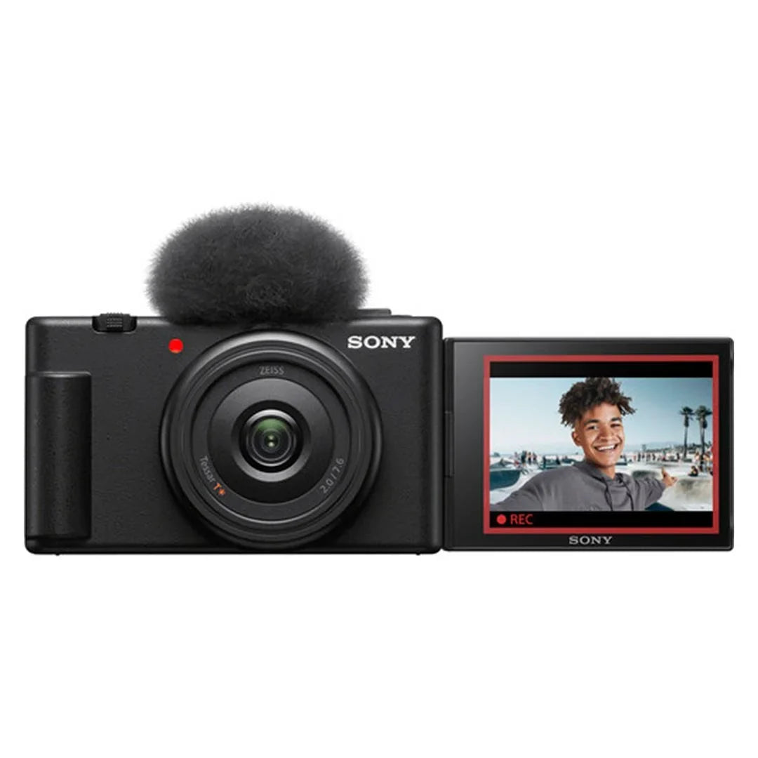 Stylish Sony ZV-1F Vlogging Camera (Black) with SanDisk 64GB Memory Card + ZeeTech Accessory Bundle
