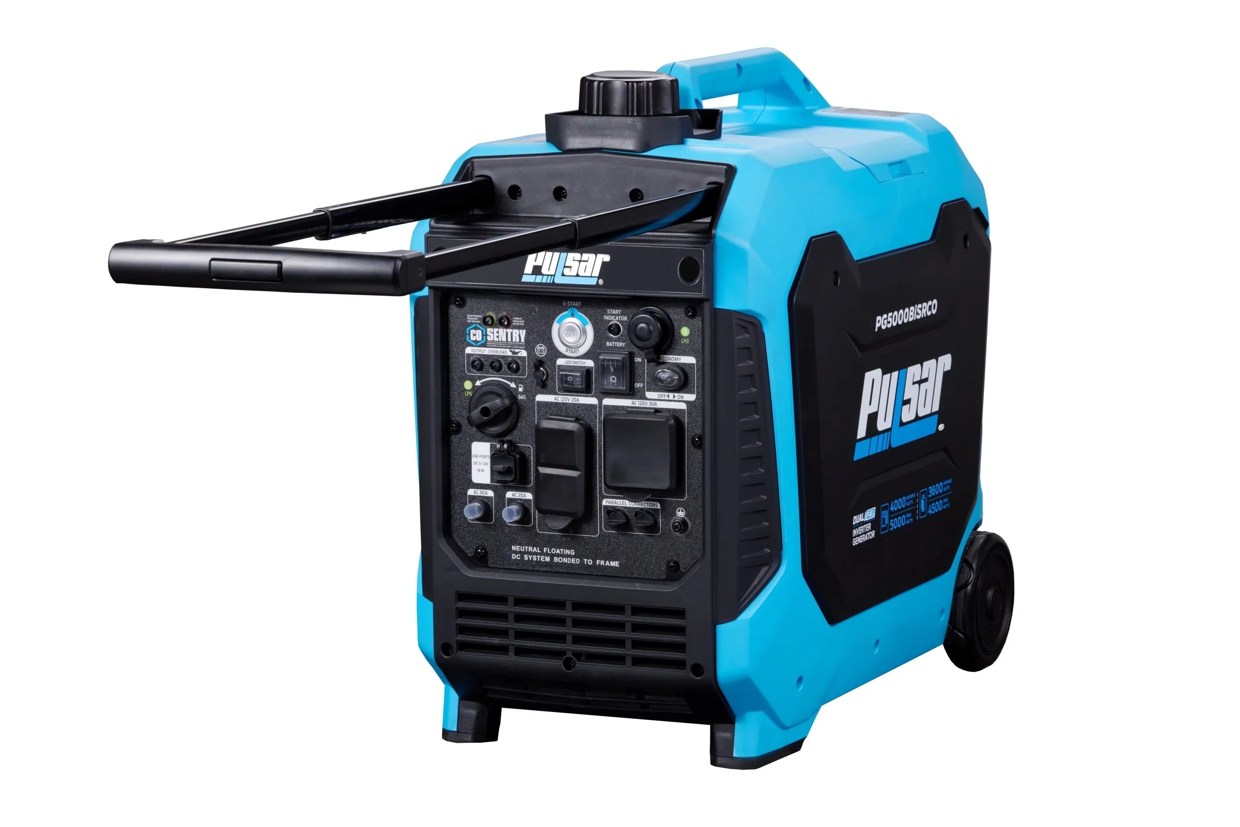 Stylish Pulsar 5000-Watt Dual Fuel RV Ready Inverter Generator with Remote Start and CO Sentry