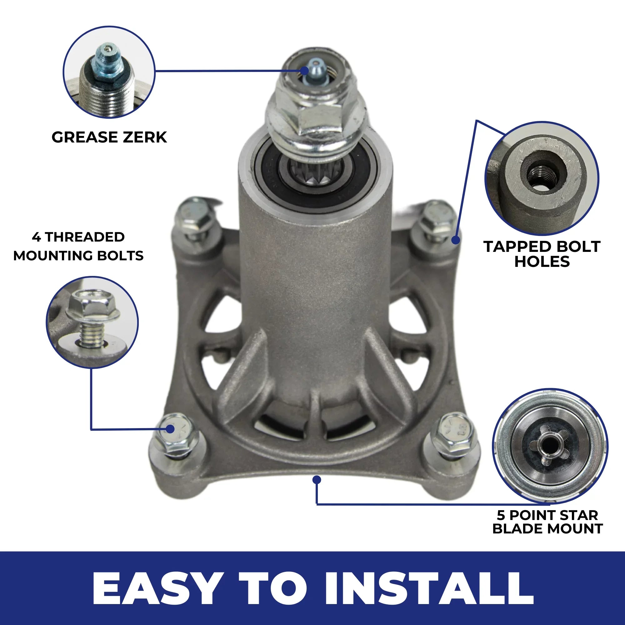 Jeremywell Spindle Assembly Replaces AYP Husqvarna 532187292 532192870 46" 48" 54" (2PCs) - Exclusive Design