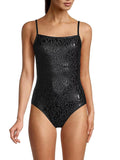 DKNY BLACK Leopard-Print One-Piece Swimsuit, US Small
