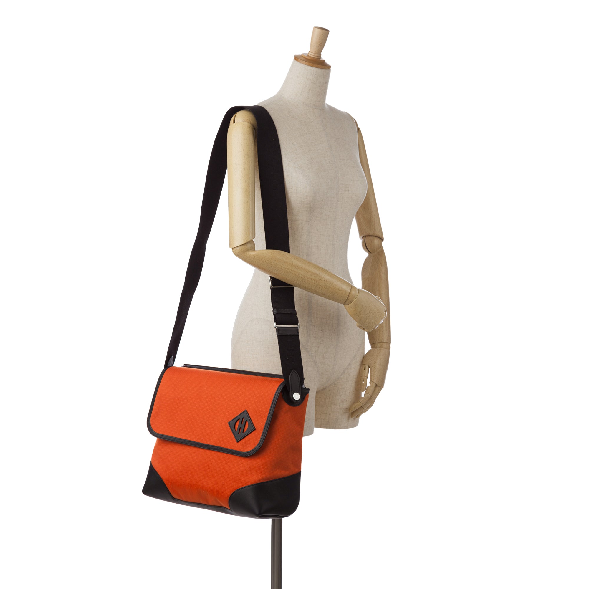 Pre-Owned Authenticated HermÃ¨s Allback Messenger Bag Canvas Fabric Orange Crossbody Bag Unisex (Good) - Exclusive Design