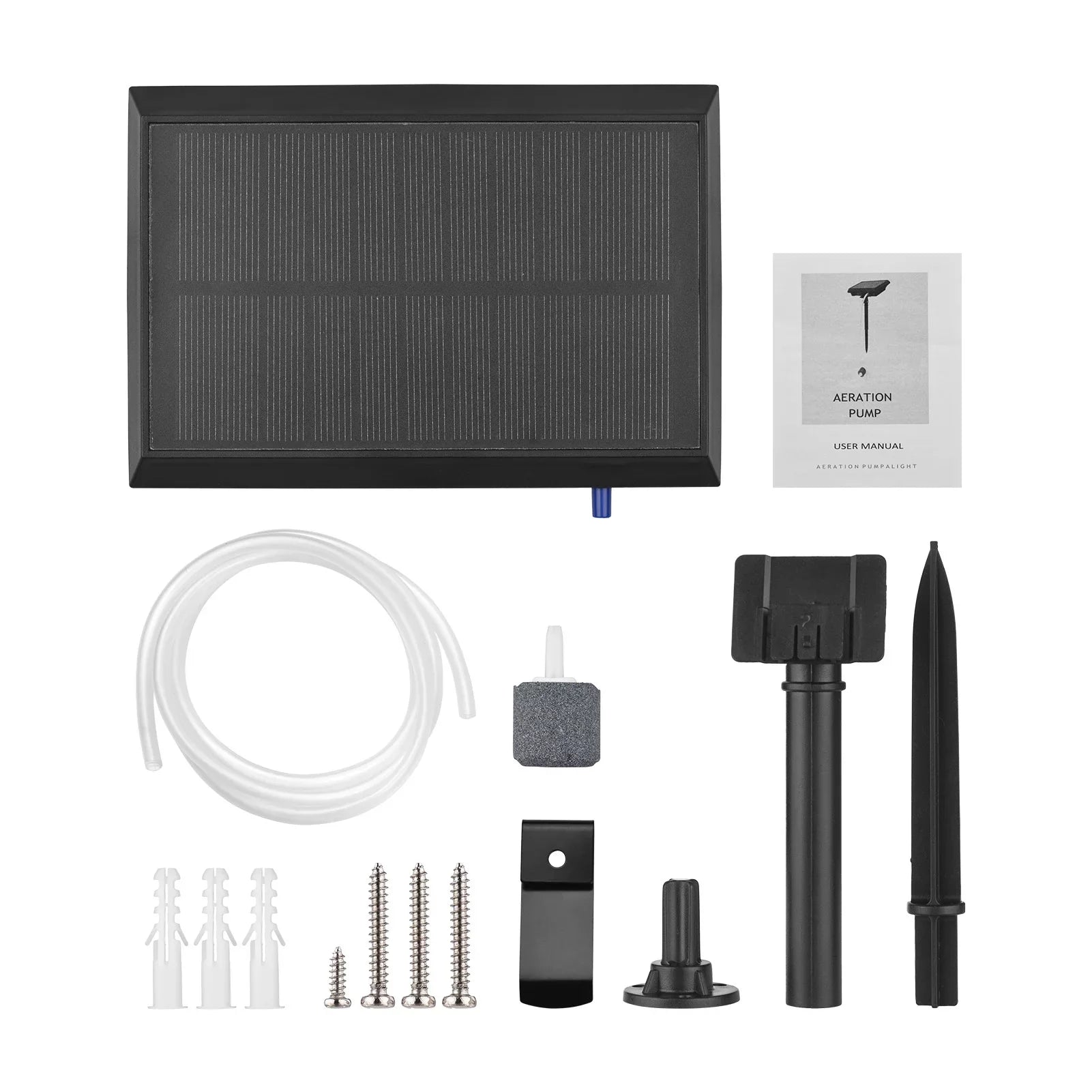 moobody 5.5V 1.5W Solar Air Pump Fish Tank Oxygenator with Aquarium Pipe & Air Bubble Stone Pond Oxygen Pump Aerator Rechargeable for Fishing Fish Tranportation Small Ponds Pools Water Circulation