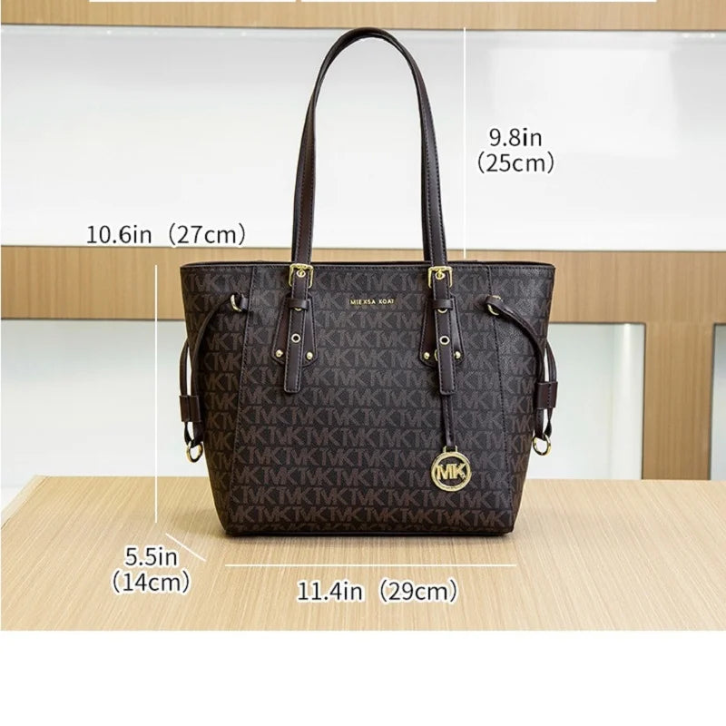 Stylish New MK Women's Bag Large Capacity Tote Premium Sense Commuter Shoulder Bag Classic Coffee